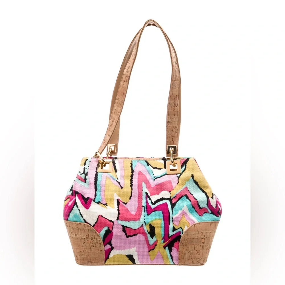 Stuart Weitzman pattern canvas shoulder bag - Picture 4 of 7
